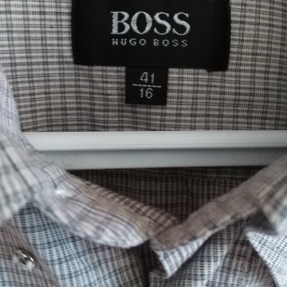 Hugo Boss | Size 41 / 16 | Long sleeve shirt w/horiz & vertical stripes - Picture 3 of 3